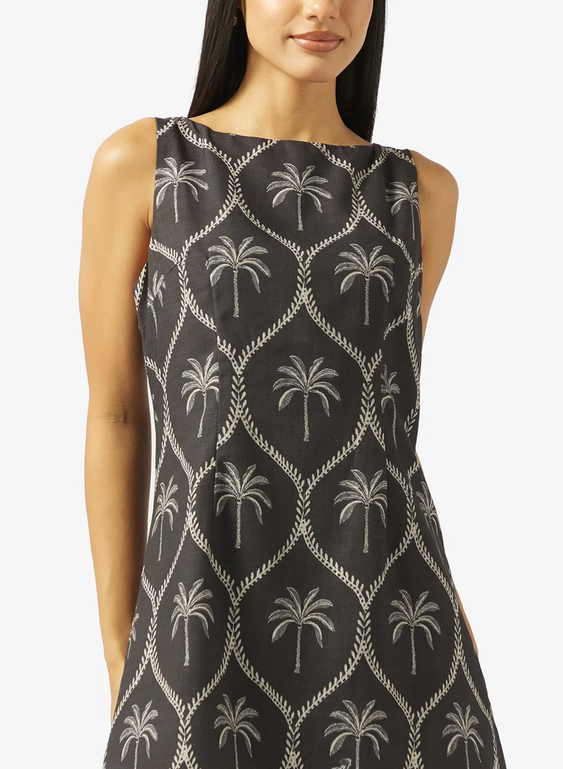Ginger  Monochrome Printed Shift Dress for Women | Best Price UAE